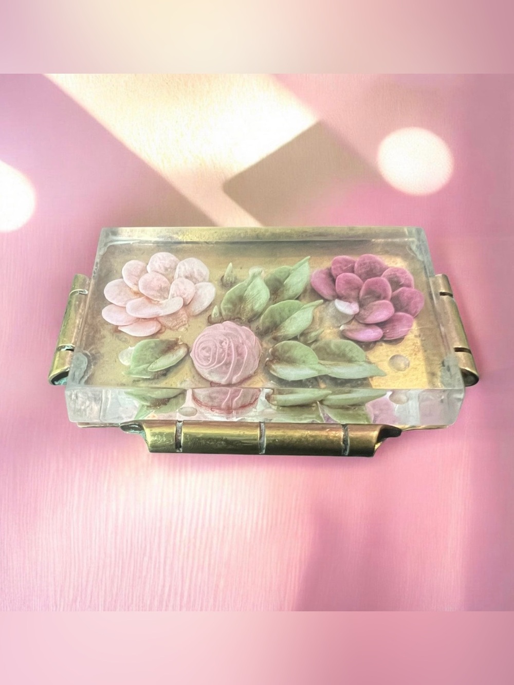 Vintage 1930's lucite floral brooch statement Piece.